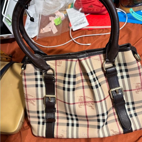 Burberry Beige and Brown Checkered Women's Bag - Picture 1 of 9
